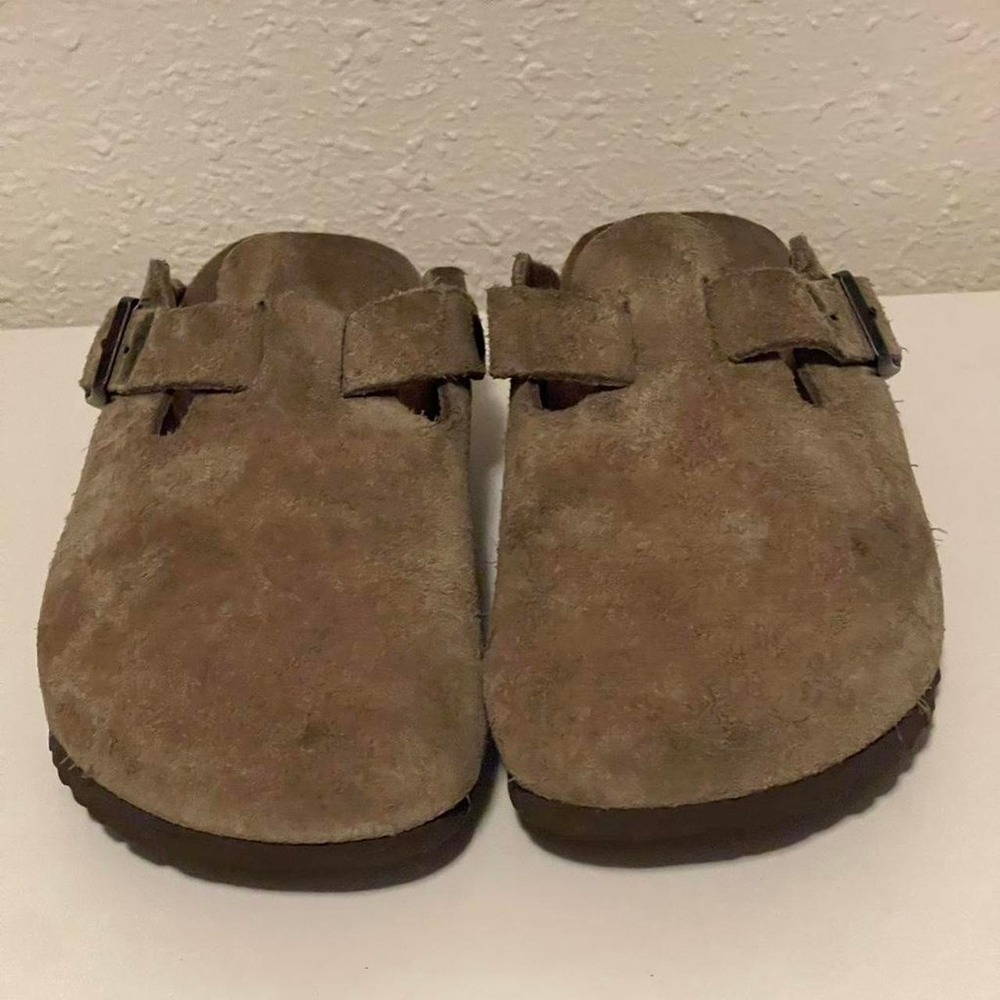 Birckenstock Boston Clogs Taupe Suede Leather Size US 8.5